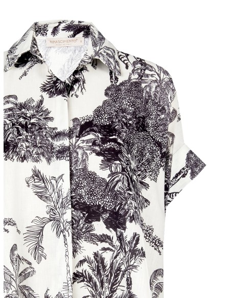 Camisa Oversize Assimétrica Estampa Jungle Rinascimento