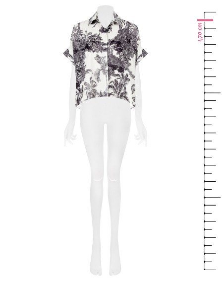 Camisa Oversize Assimétrica Estampa Jungle Rinascimento