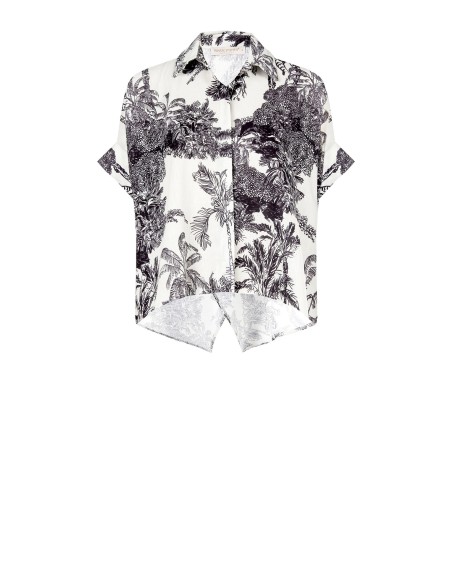 Camisa Oversize Assimétrica Motivo Jungle Rinascimento