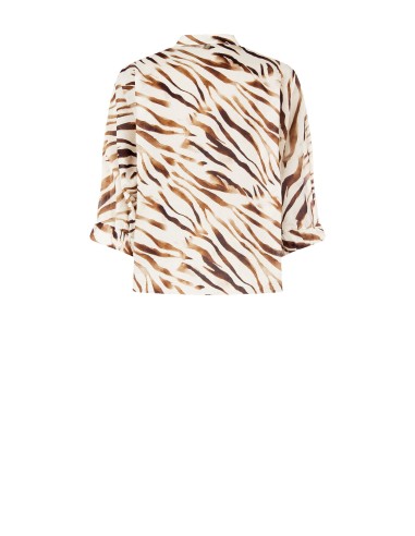 Camisa oversize em algodão com colarinho à coreana e decote em V Rinascimento