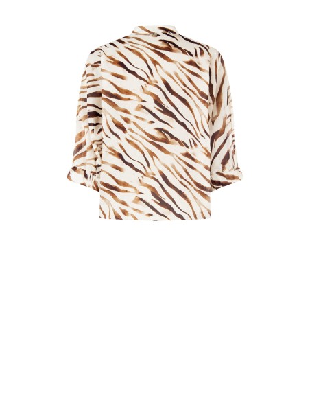 Camisa oversize em algodão com colarinho à coreana e decote em V Rinascimento