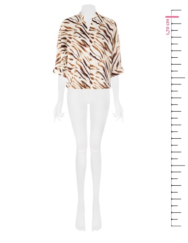 Camisa Oversized em Algodão com Gola à Coreana e Decote em V Rinascimento