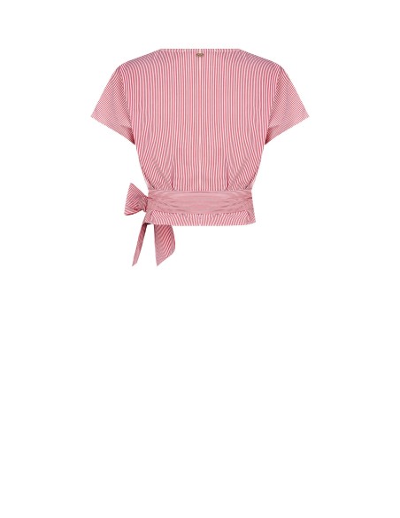 Blusa cruzada em algodão às riscas Rinascimento