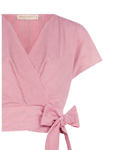 Blusa Cruzada em Algodão às Riscas Rinascimento