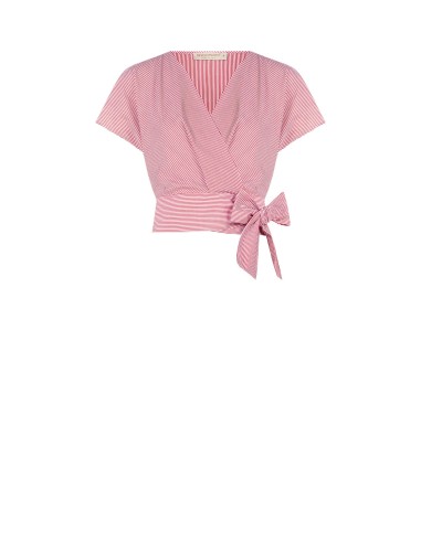 Blusa Cruzada em Algodão às Riscas Rinascimento