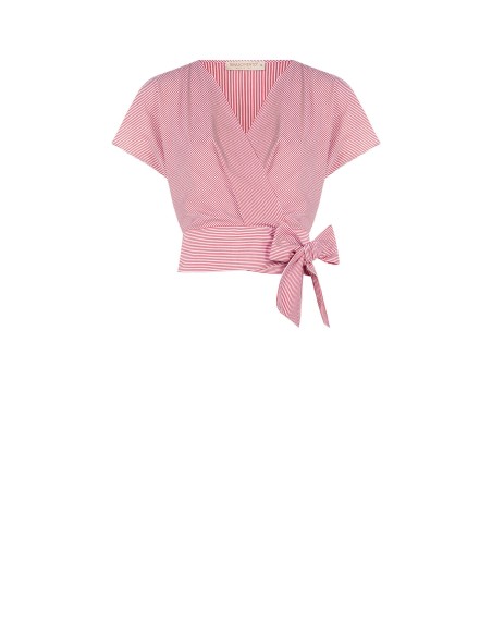 Blusa Cruzada em Algodão às Riscas Rinascimento