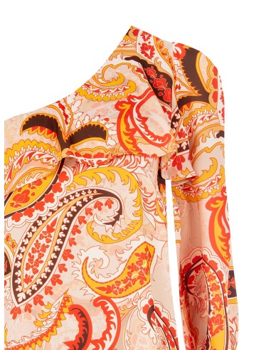 Top de um ombro só acinturado com folhos Rinascimento