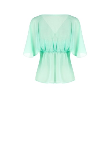 Blusa Sem Mangas Em Crepe Com Mangas Borboleta Rinascimento