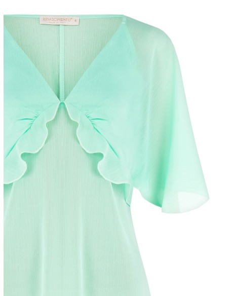 Blusa sem mangas em crepe com mangas borboleta Rinascimento