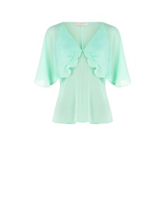 Blusa sem mangas em crepe com mangas borboleta Rinascimento