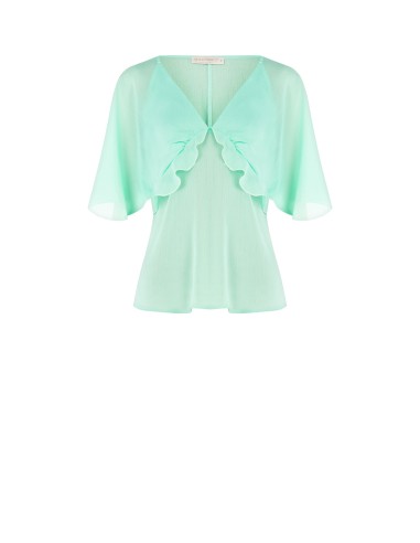 Blusa sem mangas em crepe com mangas borboleta Rinascimento