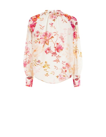 Camisa em algodão com decote em V e gola à coreana Rinascimento