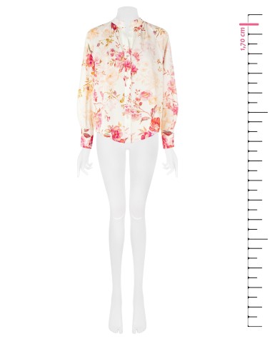 Camisa em Algodão com Decote em V e Gola à Coreana Rinascimento