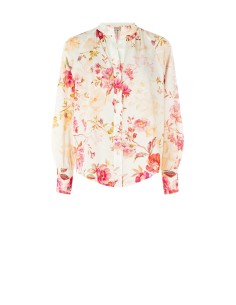 Camisa em algodão com decote em V e colarinho à coreana Rinascimento