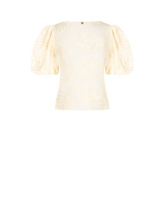 Top acinturado em algodão com bordados de folhas e decote em V Rinascimento 2