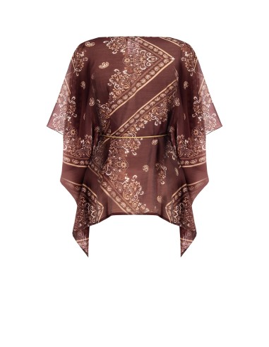 Blusa kimono em viscose com cinto de corda a condizer Rinascimento
