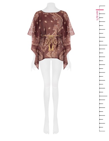 Blusa Kimono em viscose com cinto em corda combinado Rinascimento