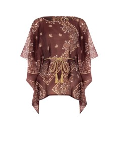Blusa Kimono em Viscose com Cinto de Corda Combinada Rinascimento