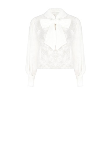 Blusa Ampla em Mistura de Viscose Devoré Rinascimento