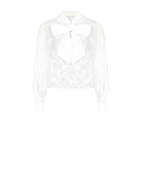 Blusa Ampla em Mistura de Viscose Devoré Rinascimento