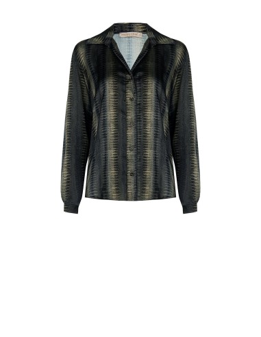 Camisa Ampla e Fluida em Cetim com Estampa Piton Rinascimento