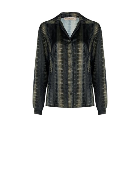 Camisa Ampla e Fluida em Cetim com Estampa Piton Rinascimento