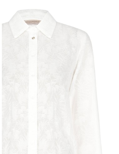 Camisa ajustada em mistura de viscose perfurada Rinascimento