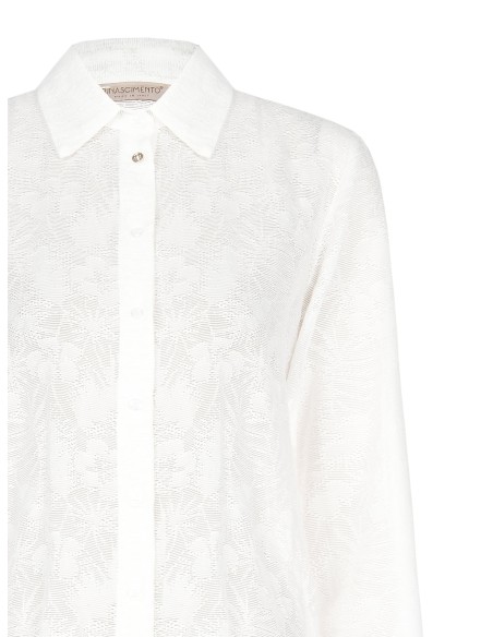 Camisa ajustada em mistura de viscose perfurada Rinascimento