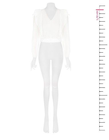 Blusa balão em fibra ecológica com decote em V Rinascimento