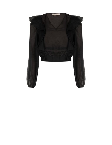 Blusa Balão em Fibra Ecológica com Decote em V Rinascimento