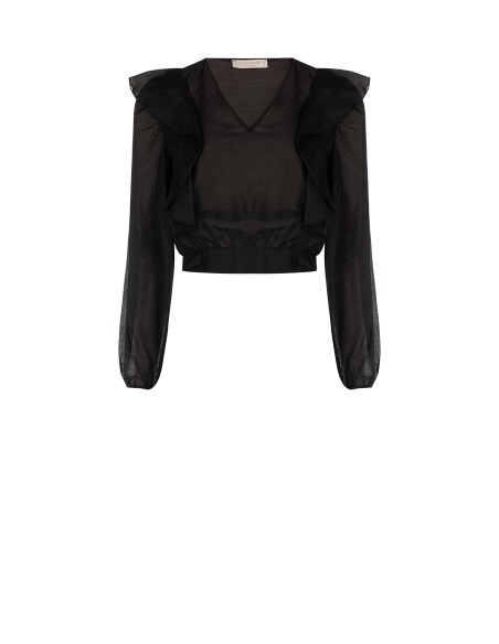 Blusa Balão em Fibra Ecológica com Decote em V Rinascimento