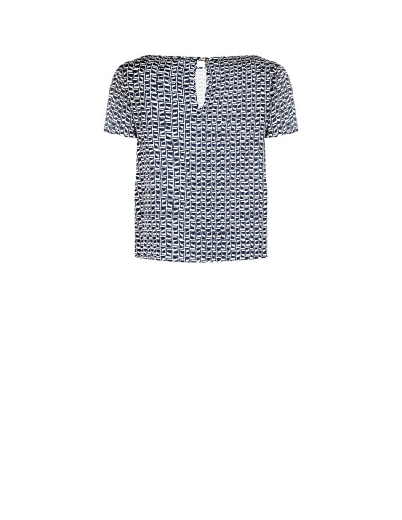 Blusa Fluida Em Cetim Estampado Rinascimento