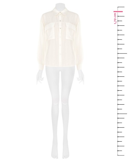 Camisa Ampla Semi-transparente com Bolsos Rinascimento