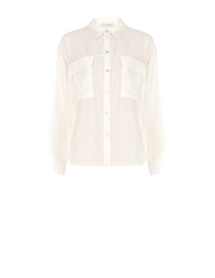 Camisa Ampla Semitransparente Com Bolsos Rinascimento