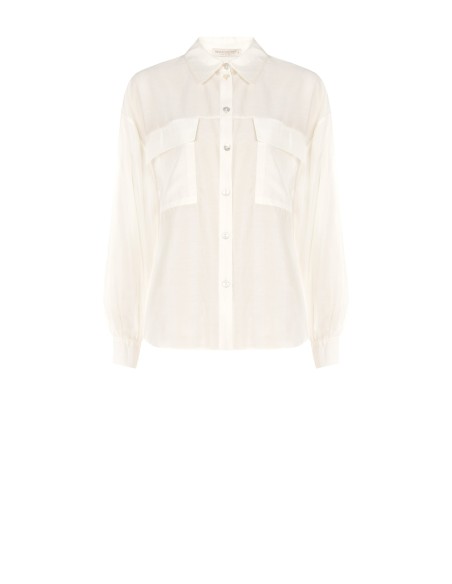 Camisa Ampla Semitransparente Com Bolsos Rinascimento