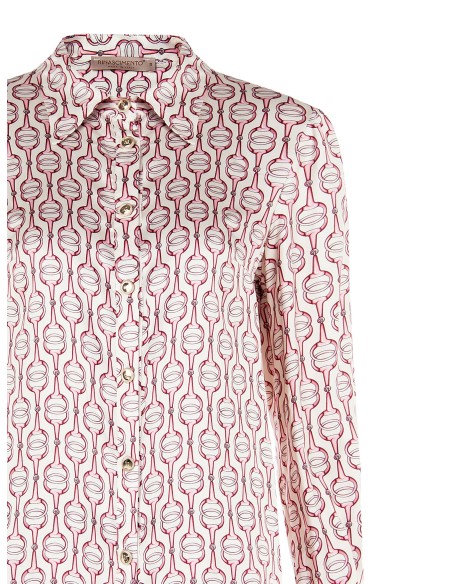 Camisa Regular em Viscose com Botões com Logótipo Rinascimento