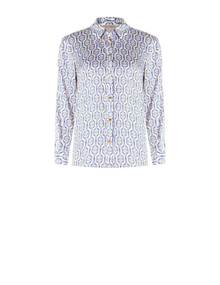Camisa regular em viscose com botões com logótipo Rinascimento