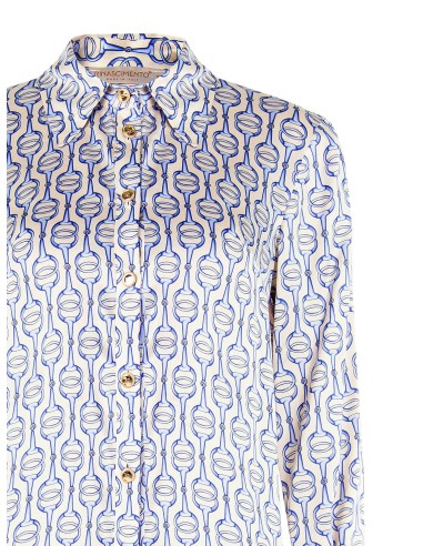 Camisa Regular em Viscose com Botões com Logótipo Rinascimento