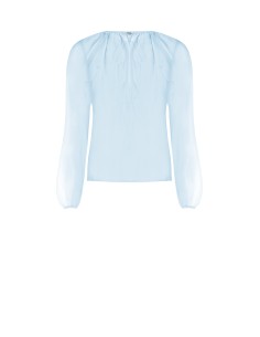 Blusa Em Tecido Leve Semitransparente Com Folhos Rinascimento 2