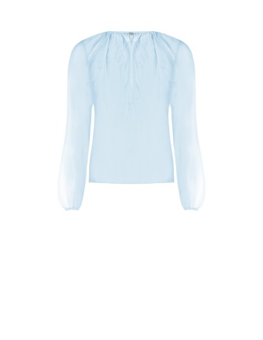 Blusa Em Tecido Leve Semitransparente Com Folhos Rinascimento