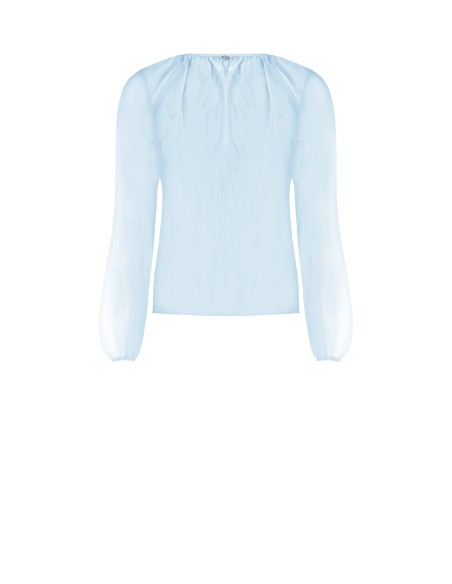 Blusa Em Tecido Leve Semitransparente Com Folhos Rinascimento