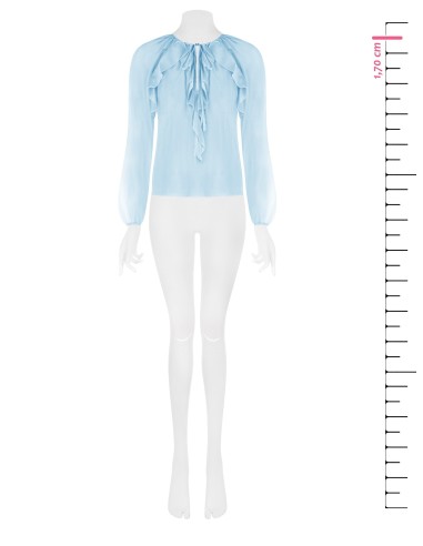 Blusa Em Tecido Leve Semitransparente Com Folhos Rinascimento