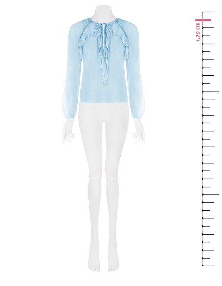 Blusa Em Tecido Leve Semitransparente Com Folhos Rinascimento