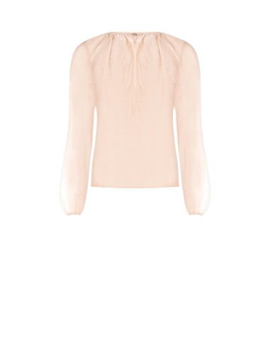 Blusa Em Tecido Leve Semitransparente Com Folhos Rinascimento