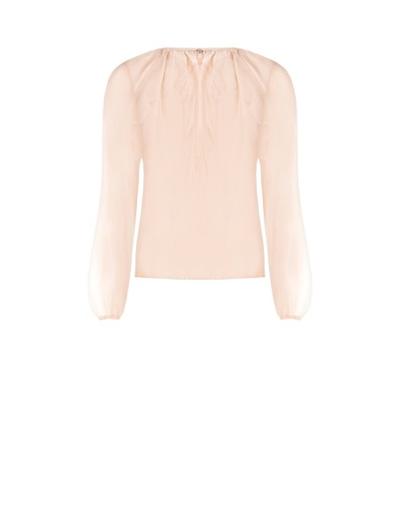 Blusa Em Tecido Leve Semitransparente Com Folhos Rinascimento