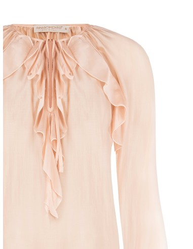 Blusa em Tecido Leve Semitransparente com Folhos Rinascimento