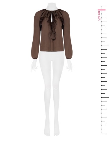 Blusa Em Tecido Leve Semitransparente Com Folhos Rinascimento