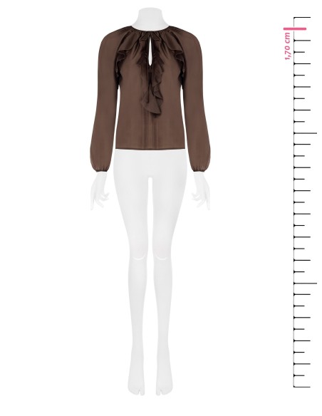 Blusa Em Tecido Leve Semitransparente Com Folhos Rinascimento