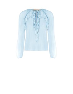 Blusa Em Tecido Leve Semitransparente Com Folhos Rinascimento