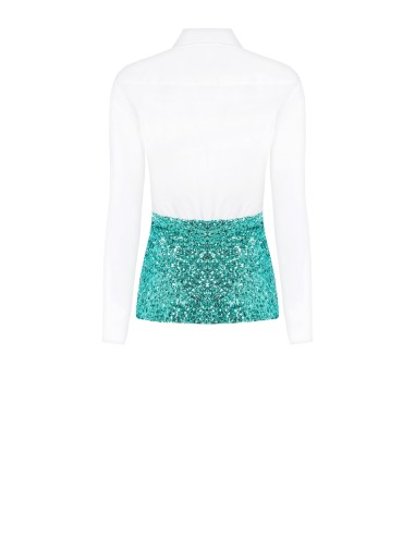 Camisa com barra coberta de lantejoulas Rinascimento